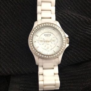 White Fossil Watch